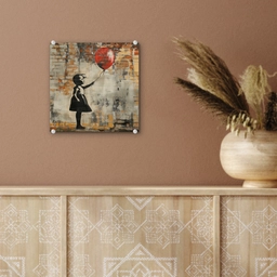 Graffiti - Banksy - Meisje - Street art plexiglas 5mm klein -sfeer5