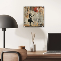 Graffiti - Banksy - Meisje - Street art plexiglas 5mm klein -sfeer6