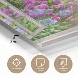 Hortensia - Doorkijk - Bloemen - Zomer - Paars - Pad plexiglas 5mm klein -sfeer2