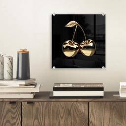 Kersen - Zwart - Goud - Chrome plexiglas 5mm klein -sfeer1