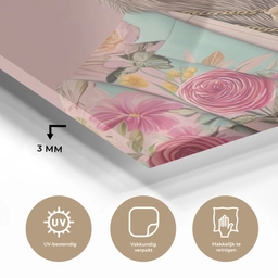 Luiaard - Bloemenprint - Bril - Roze plexiglas 5mm klein -sfeer2
