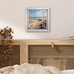 Raam - Zee - Kust - Natuur - Doorkijk - Strand - Waddenzee plexiglas 5mm klein -sfeer4
