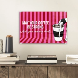 Roze - Strepen - Koffie - Maandag plexiglas 5mm klein -sfeer1