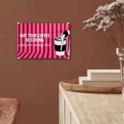 Roze - Strepen - Koffie - Maandag plexiglas 5mm klein -sfeer5