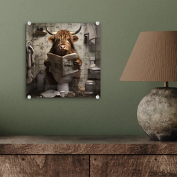 Schotse hooglander - Toilet - Krant - Badkamer plexiglas 5mm klein -sfeer3