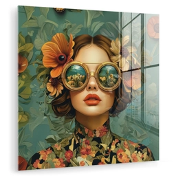 Vrouw - Bloemen - Vlinders - Natuur - Vintage plexiglas 5mm klein -zzzproduct_nieuw