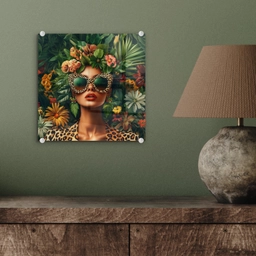 Vrouw - Panterprint - Jungle - Natuur - Luxe plexiglas 5mm klein -sfeer3