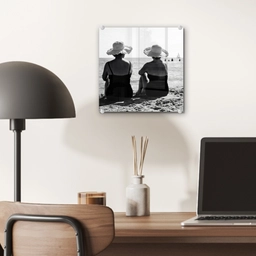 Vrouwen - Zonnehoed - Strand - Zwart - Wit plexiglas 5mm klein -sfeer6