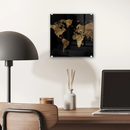 Wereldkaart - Goud - Luxe - Aarde - Zwart plexiglas 5mm klein -sfeer6
