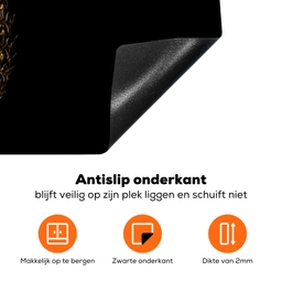 Ananas - Zwart - Goud - Luxe Inductie beschermer vinyl 3mm klein -zzzzzzz-td-onderkant