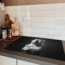 Buldog - Hond - Glas Inductie beschermer vinyl 3mm klein -sfeer3