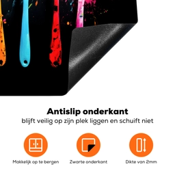 Lepels - Kruiden - Modern - Graffiti - Verf - Kleurrijk Inductie beschermer vinyl 3mm klein -zzzzzzz-td-onderkant