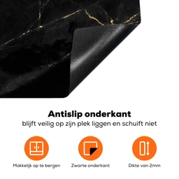 Marmer - Zwart - Goud - Chic - Marmerlook - Design Inductie beschermer vinyl 3mm klein -zzzzzzz-td-onderkant