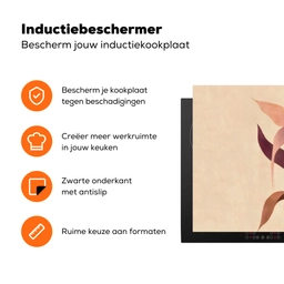 Minimalistisch - Bloem - Bladeren - Beige Inductie beschermer vinyl 3mm klein -zzzzzzz-td-ups