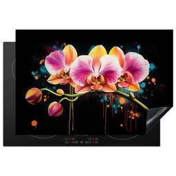 Orchidee - Graffiti - Kleurrijk - Bloemen - Abstract Inductie beschermer vinyl 3mm klein -3d