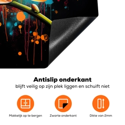 Orchidee - Graffiti - Kleurrijk - Bloemen - Abstract Inductie beschermer vinyl 3mm klein -zzzzzzz-td-onderkant