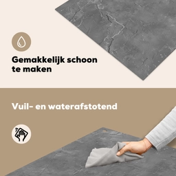 Beton - Grijs - Abstract - Betonlook Inductie beschemer met haakjes middel -ky-schoon-nl