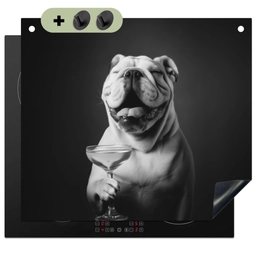 Buldog - Hond - Glas Inductie beschemer met haakjes middel -3d