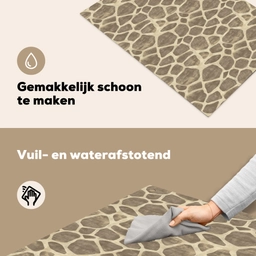 Giraf - Patroon - Beige - Bruin Inductie beschemer met haakjes klein 777 -ky-schoon-nl