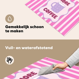 More coffee - Roze - Paars - Strepen - Mok Inductie beschemer met haakjes klein -ky-schoon-nl