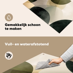 Vlakken - Abstract - Beige - Cirkels Inductie beschemer met haakjes klein -ky-schoon-nl