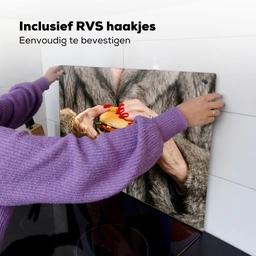 Vrouw - Hamburger - Bontjas Inductie beschemer met haakjes klein -ky-ophangen-nl