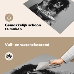 Vrouw - Pasta - Zwart - Wit Inductie beschemer met haakjes klein -ky-schoon-nl