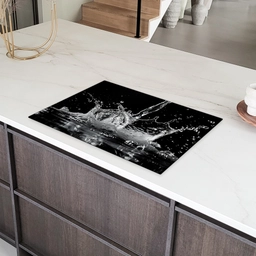 Water - Splash - Zwart Inductie beschermer vinyl 3mm klein -sfeer8