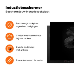 Zwart - Bloem - Orchidee Inductie beschermer vinyl 3mm klein -zzzzzzz-td-ups