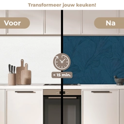 Abstract - Patroon - Donkerblauw - Elegant keuken achterwand 2 middel 871 -voor-na2_NL