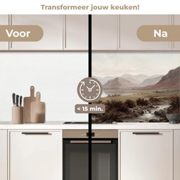 Berglandschap - Meer - Bergen - Vallei - Klassiek keuken achterwand 2 middel -voor-na2_NL