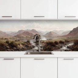 Berglandschap - Meer - Bergen - Vallei - Klassiek keuken achterwand 2 middel -3d