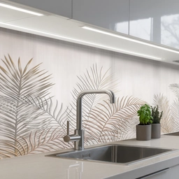Bladeren - Beige - Botanisch - Vintage keuken achterwand 2 middel -3d_schuin
