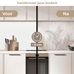 Bladeren - Beige - Botanisch - Vintage keuken achterwand 2 middel -voor-na2_NL
