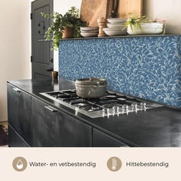 Bladeren - Klassiek - Patroon - Donkerblauw - Vintage keuken achterwand 2 middel 871 -usp_NL