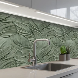 Bladeren - Textuur - Groen keuken achterwand 2 middel 871 -3d_schuin