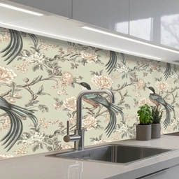 Bloem - Vogel - Kleurrijk keuken achterwand 2 middel 871 -3d_schuin