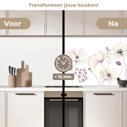 Bloemen - Pastel -  Planten - Wit keuken achterwand 2 middel -voor-na2_NL
