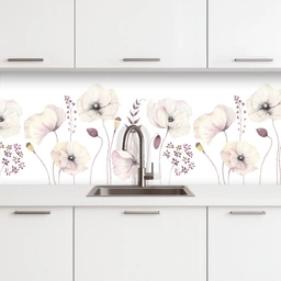 Bloemen - Pastel -  Planten - Wit keuken achterwand 2 middel -3d