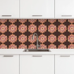 Bloemen - Patroon - Bruin keuken achterwand 2 middel 871 -3d
