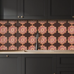 Bloemen - Patroon - Bruin keuken achterwand 2 middel 871 -sfeer1