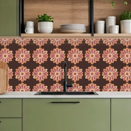 Bloemen - Patroon - Bruin keuken achterwand 2 middel 871 -sfeer3
