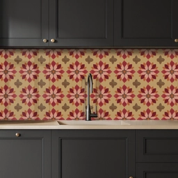 Bloemen - Retro - Groen keuken achterwand 2 middel 871 -sfeer1
