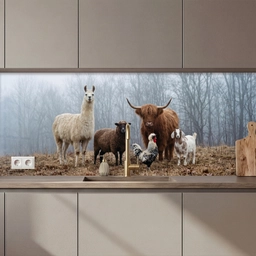 Boerderijdieren - Groep - Mist - Natuur - Rustiek keuken achterwand 2 middel zz_3dshopping
