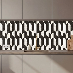 Keuken achterwand - Bogen - Tegels - Marmer - Zwart - Wit
