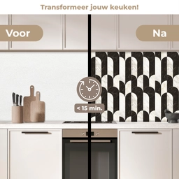 Bogen - Tegels - Marmer - Zwart - Wit keuken achterwand 2 middel 871 -voor-na2_NL