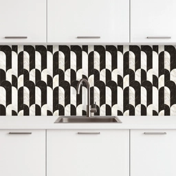 Bogen - Tegels - Marmer - Zwart - Wit keuken achterwand 2 middel 871 -3d