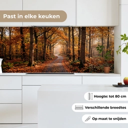 Bospad - Herfstbos - Bladeren - Oranje - Nostalgisch keuken achterwand 2 middel -sfeer4_NL