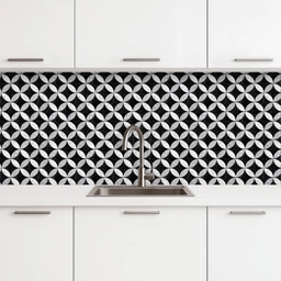 Cirkel - Tegels - Marmer - Zwart - Wit keuken achterwand 2 middel 871 -3d