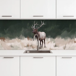 Edelhert - Gewei - Schildering - Rustiek keuken achterwand 2 middel -3d